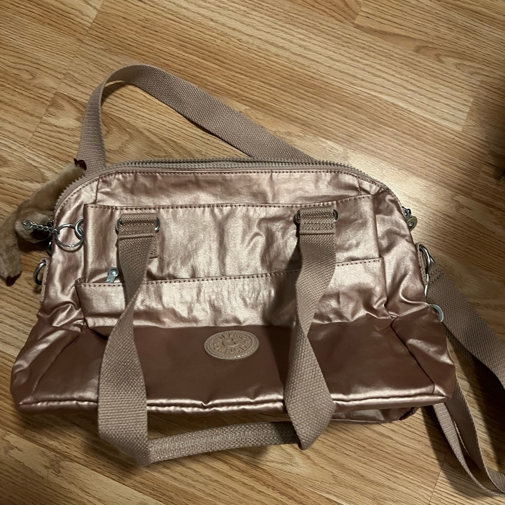 Metallic Rose Kipling Bag